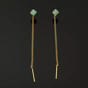 Серьги изумруд (серебро 925 пр. позолота) протяжки огранка