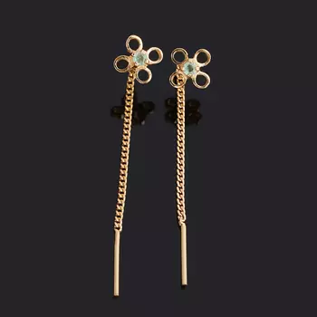 Серьги изумруд (серебро 925 пр. позолота) протяжки огранка