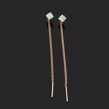 Серьги изумруд (серебро 925 пр. позолота) протяжки огранка