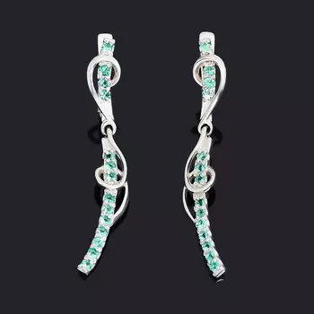 Серьги изумруд (серебро 925 пр. родир. бел.) огранка