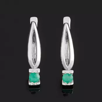 Серьги изумруд (серебро 925 пр. родир. бел.) огранка