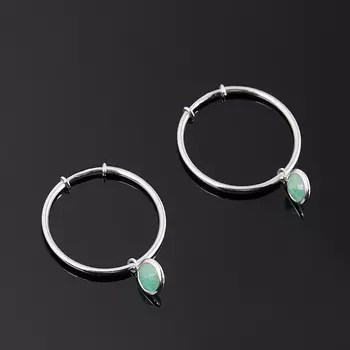 Серьги изумруд (серебро 925 пр. родир. бел.) огранка