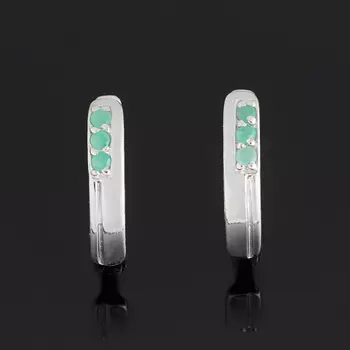 Серьги изумруд (серебро 925 пр. родир. бел.) огранка