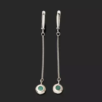 Серьги изумруд (серебро 925 пр. родир. бел.) огранка