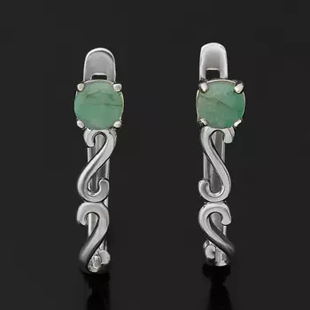 Серьги изумруд (серебро 925 пр. родир. бел.) огранка