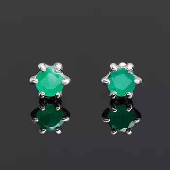Серьги изумруд (серебро 925 пр. родир. бел.) пуссеты огранка