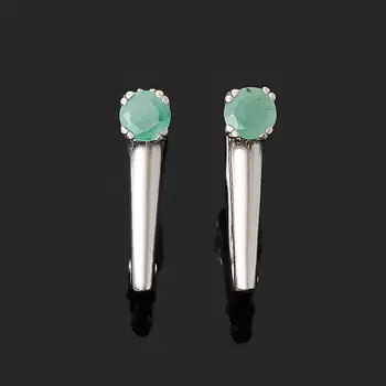 Серьги изумруд (серебро 925 пр. родир. бел.) огранка
