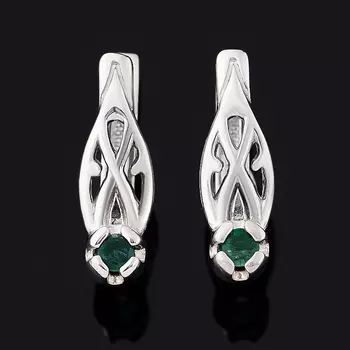 Серьги изумруд (серебро 925 пр. родир. бел.) огранка