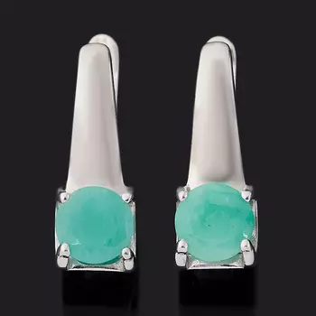 Серьги изумруд (серебро 925 пр. родир. бел.) огранка