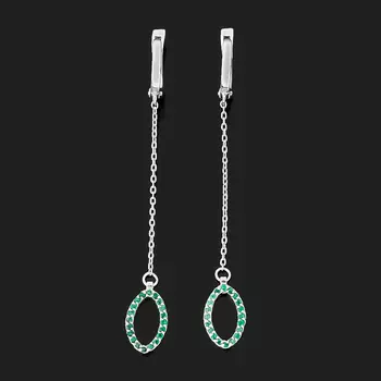 Серьги изумруд (серебро 925 пр. родир. бел.) огранка