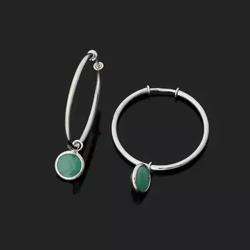 Серьги изумруд (серебро 925 пр. родир. бел.) огранка