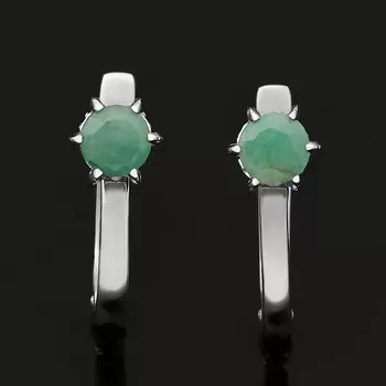 Серьги изумруд (серебро 925 пр. родир. бел.) огранка
