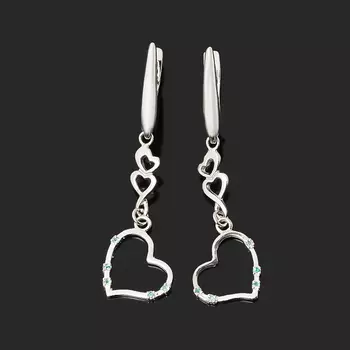 Серьги изумруд (серебро 925 пр. родир. бел.) огранка