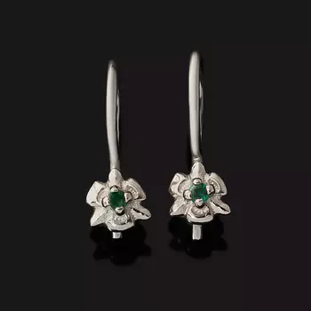 Серьги изумруд (серебро 925 пр. родир. бел.) огранка