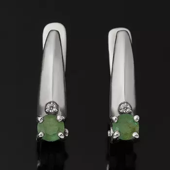 Серьги изумруд (серебро 925 пр. родир. бел.) огранка