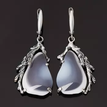 Серьги кахолонг (серебро 925 пр.)