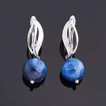 Серьги кианит синий (биж. сплав родир. бел.)