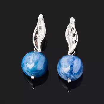 Серьги кианит синий (биж. сплав родир. бел.)