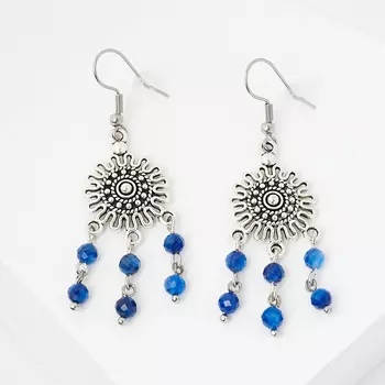 Серьги кианит синий (биж. сплав, сталь хир.) огранка