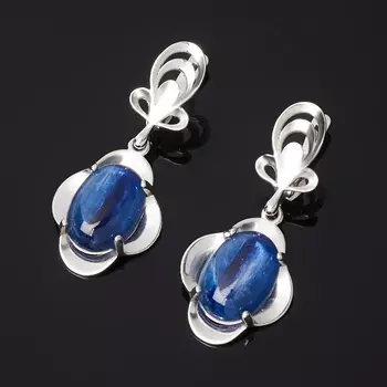 Серьги кианит синий (серебро 925 пр. родир. бел.)