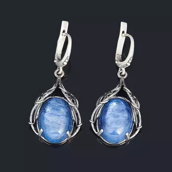 Серьги кианит синий (серебро 925 пр. оксидир.)