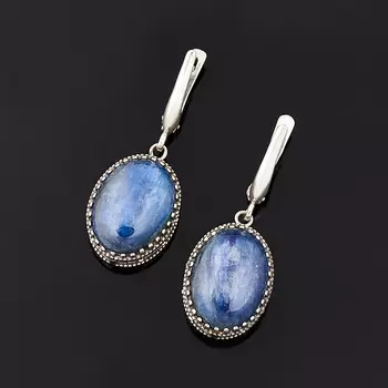 Серьги кианит синий (серебро 925 пр. оксидир.)