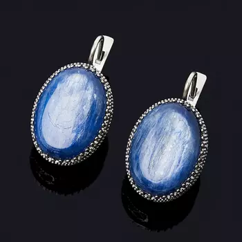 Серьги кианит синий (серебро 925 пр. оксидир.)
