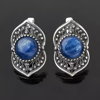 Серьги кианит синий (серебро 925 пр. оксидир.)