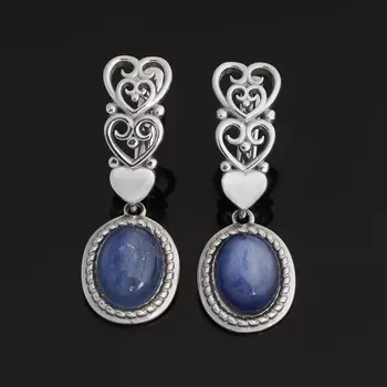 Серьги кианит синий (серебро 925 пр. родир. бел.)