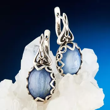 Серьги кианит синий (серебро 925 пр. оксидир.)