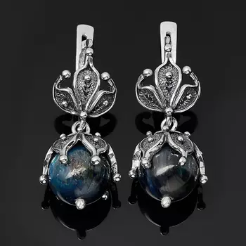 Серьги кианит синий (серебро 925 пр. оксидир.)