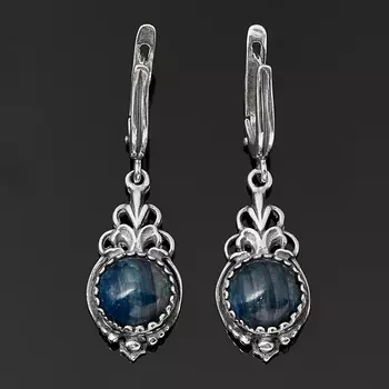 Серьги кианит синий (серебро 925 пр. оксидир.)