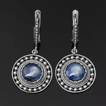 Серьги кианит синий (серебро 925 пр. оксидир.)