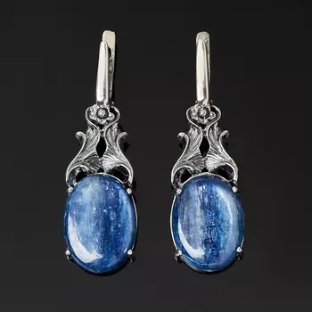 Серьги кианит синий (серебро 925 пр. оксидир.)