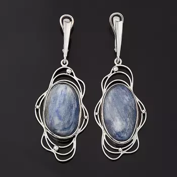 Серьги кианит синий (серебро 925 пр. родир. бел.)