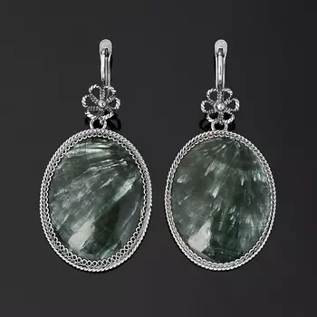 Серьги клинохлор (серафинит) (нейзильбер)