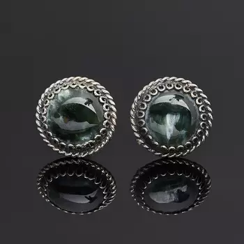 Серьги клинохлор (серафинит) (нейзильбер) пуссеты