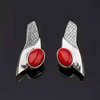 Серьги коралл красный (серебро 925 пр. оксидир.)
