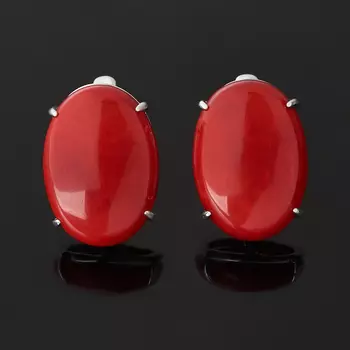 Серьги коралл красный (серебро 925 пр. родир. бел.)
