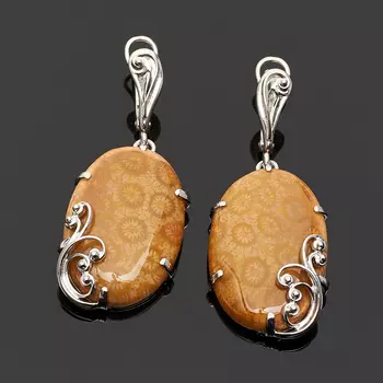 Серьги коралл (серебро 925 пр.)