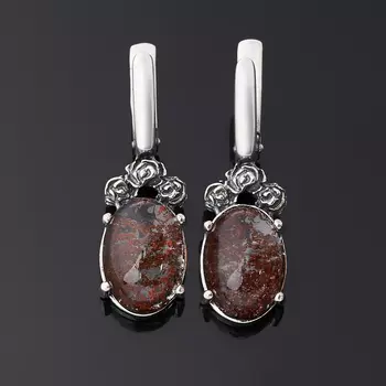 Серьги кварц с хлоритом (серебро 925 пр. оксидир.)