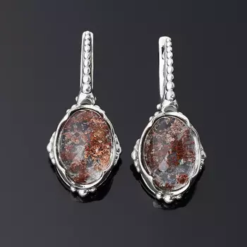Серьги кварц с хлоритом (серебро 925 пр. оксидир.)