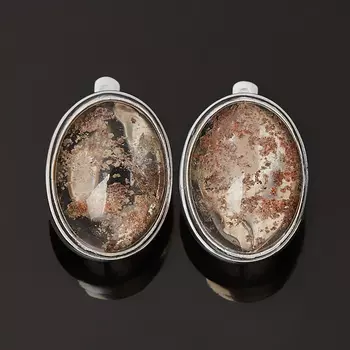 Серьги кварц с хлоритом (серебро 925 пр. оксидир.)