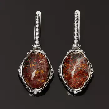 Серьги кварц с хлоритом (серебро 925 пр. оксидир.)