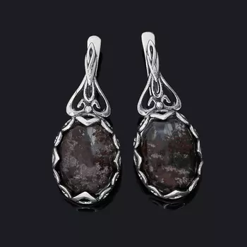Серьги кварц с хлоритом (серебро 925 пр. оксидир.)
