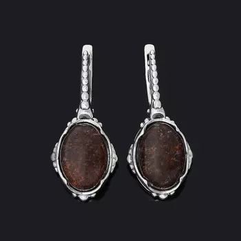 Серьги кварц с хлоритом (серебро 925 пр. оксидир.)