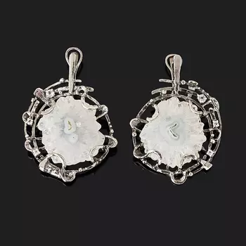 Серьги кварц (серебро 925 пр. позолота, родир. бел., родир. черн.)