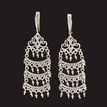 Серьги лабрадор (серебро 925 пр. оксидир.) огранка