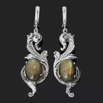 Серьги лабрадор (серебро 925 пр. оксидир.)