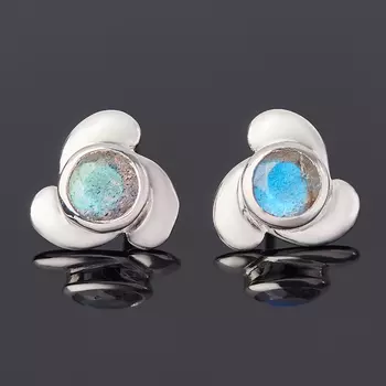 Серьги лабрадор (серебро 925 пр.) пуссеты огранка